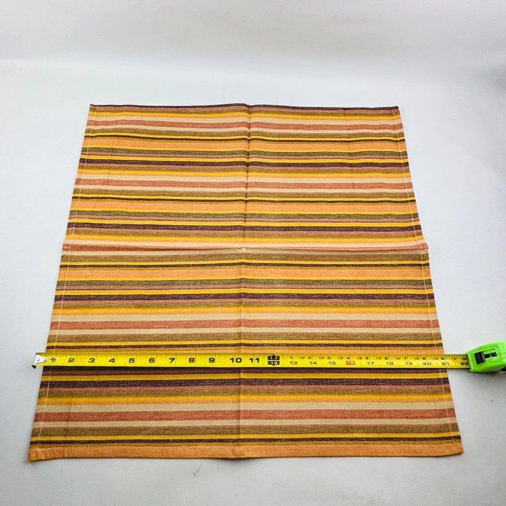 Crate & Barrel Provence Stripe Napkin Set of 6 Orange Yellow‎ Brown Fall Autumn
